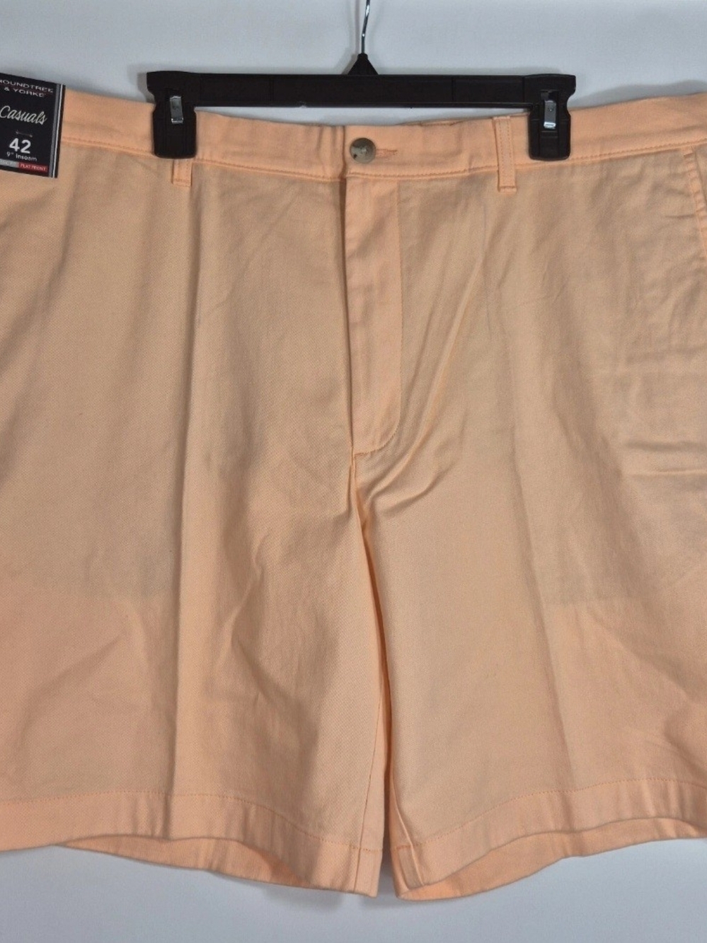 Roundtree & Yorke Men's Shorts Size 42 Performance Flat Front Peach 9" NWT 17